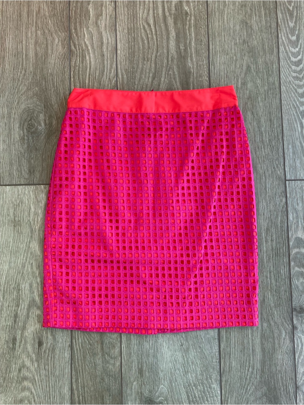 Talbots Hot Pink Laser-Cut Pencil Skirt NWT